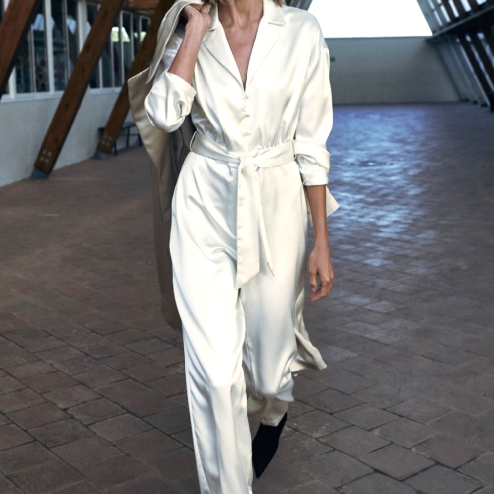 Zara nwot size m , long satin effect jumpsuit